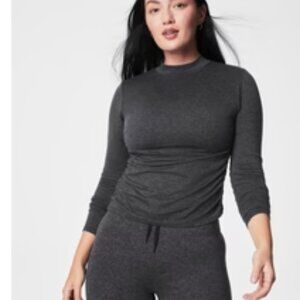 SPANX® SoftStretch Long Sleeve Mockneck Top in Very Black/Dark Ash